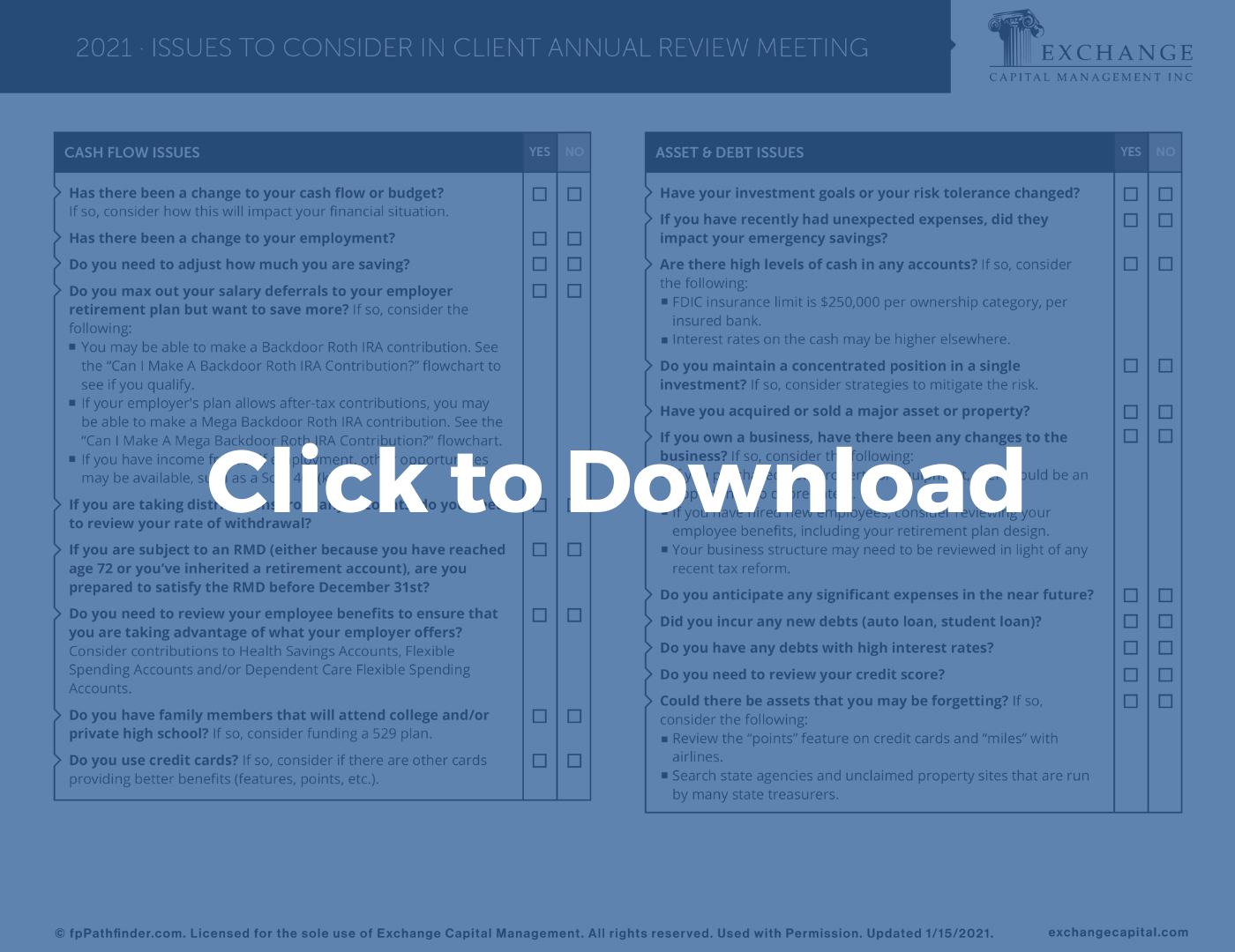 Client Annual Review Meeting Checklist