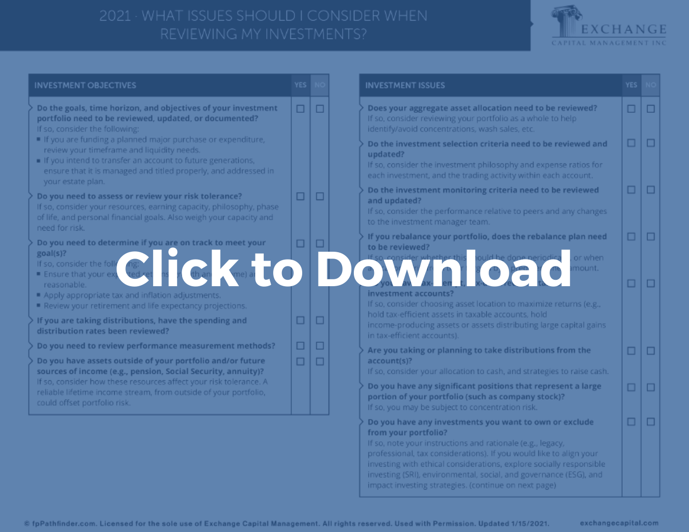 Investment Review Checklist