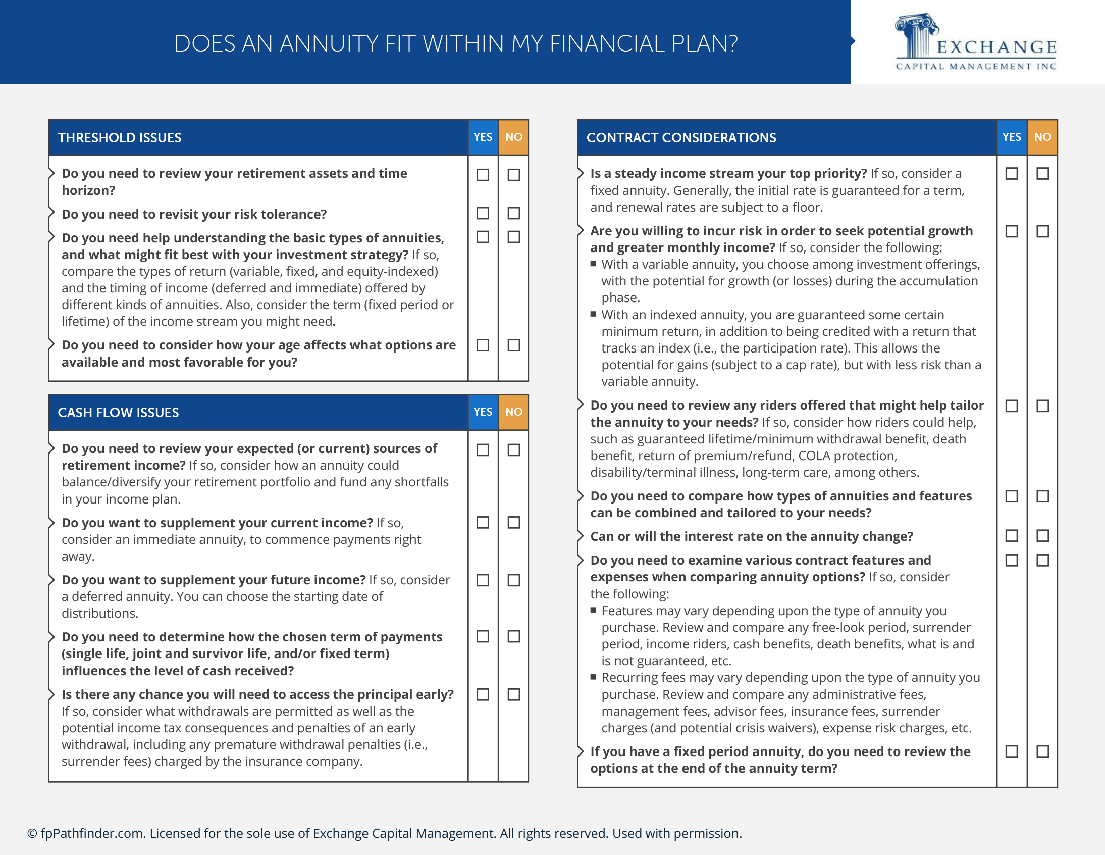 Annuity Checklist