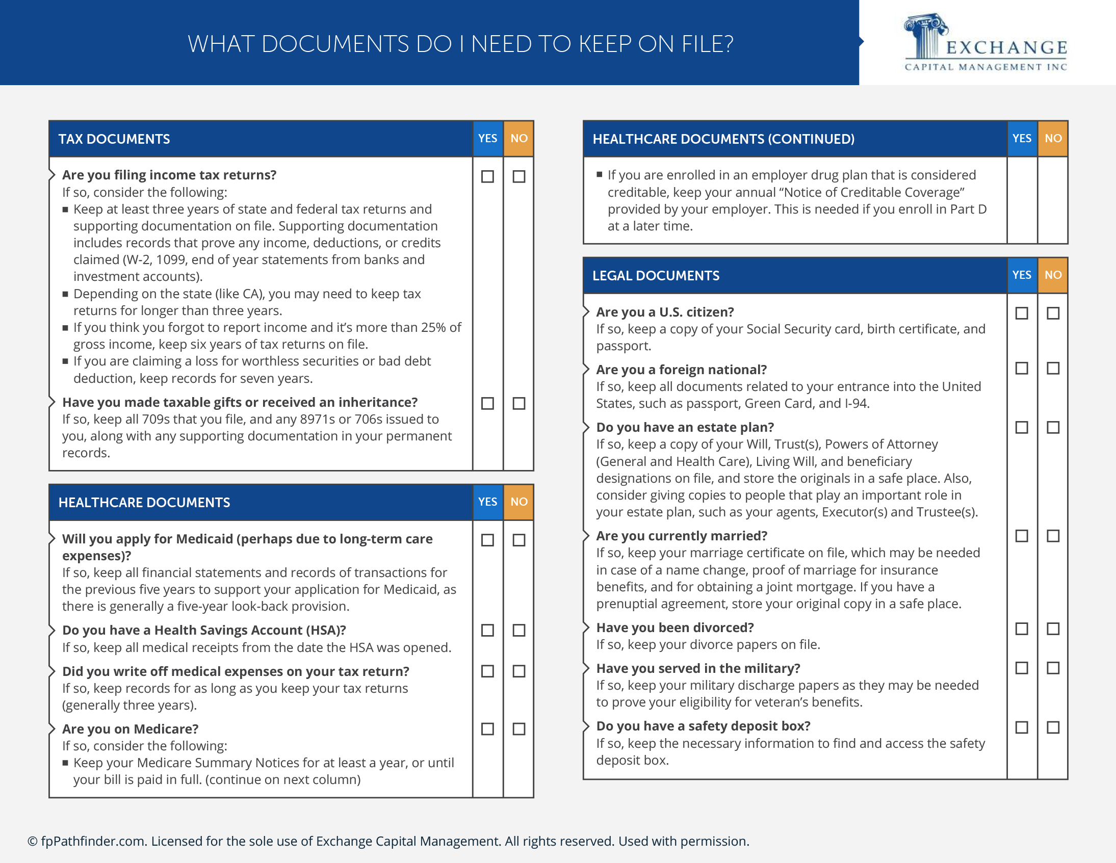 What documents should I keep on file?