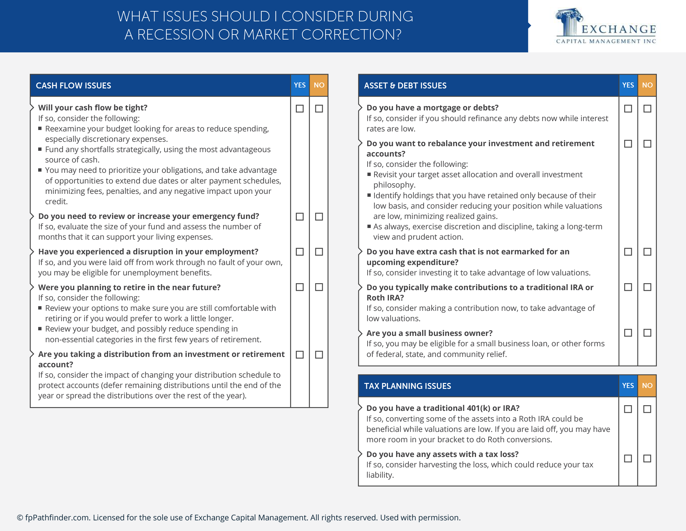 What Issues Should I Consider During a Recession or Market Correction?