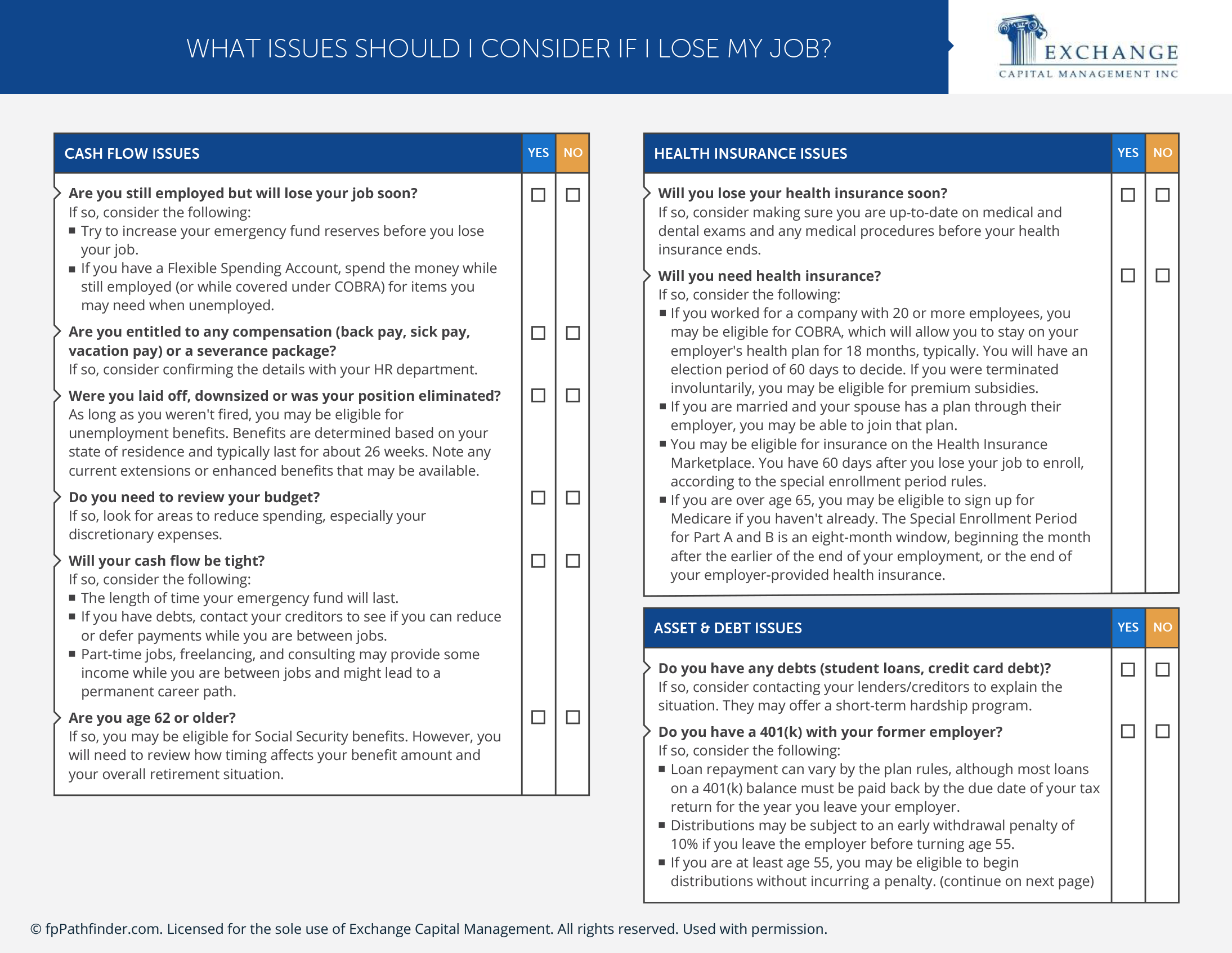 What Issues Should I Consider If I Lose My Job?