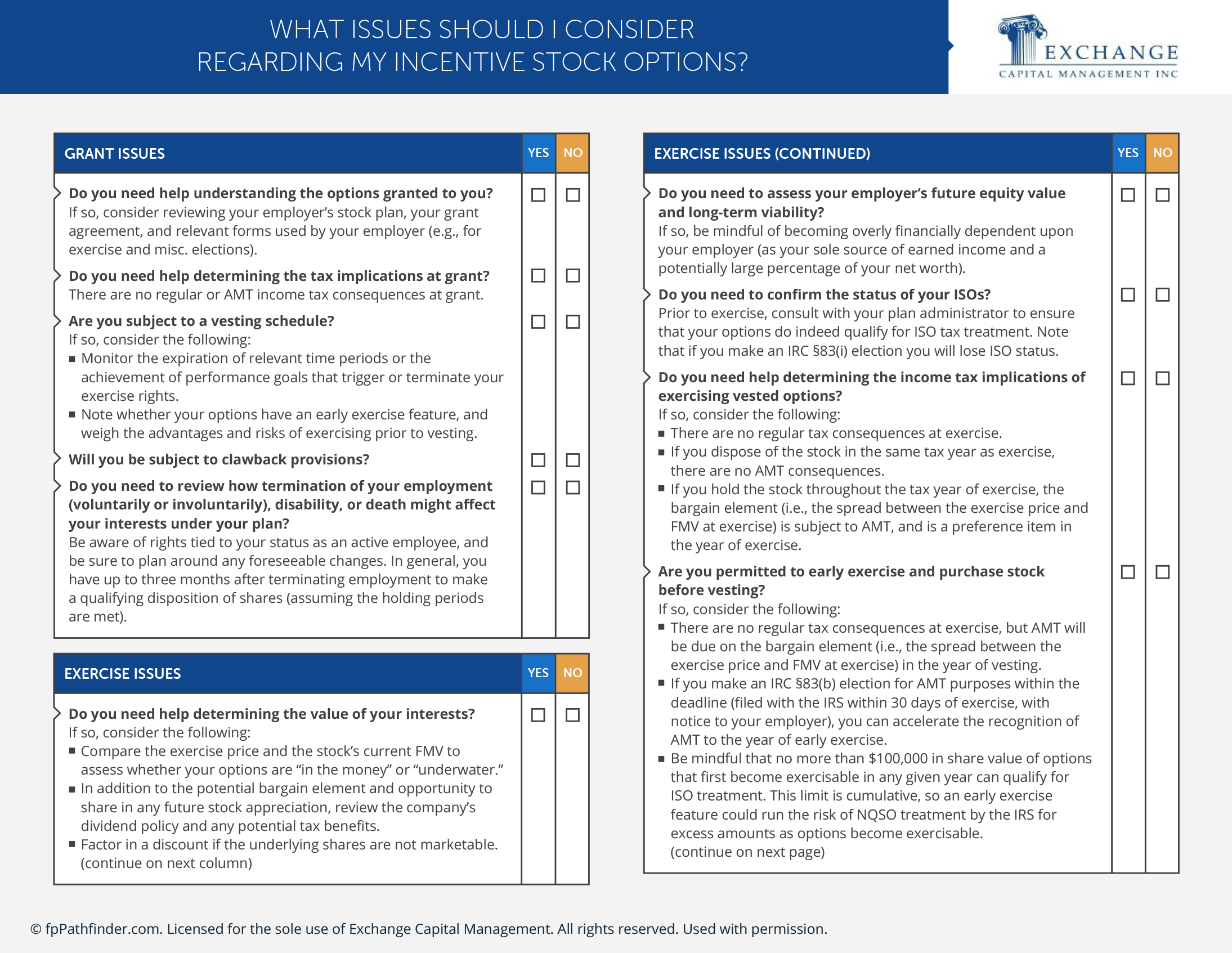 What Issues Should I Consider Regarding My Incentive Stock Options?