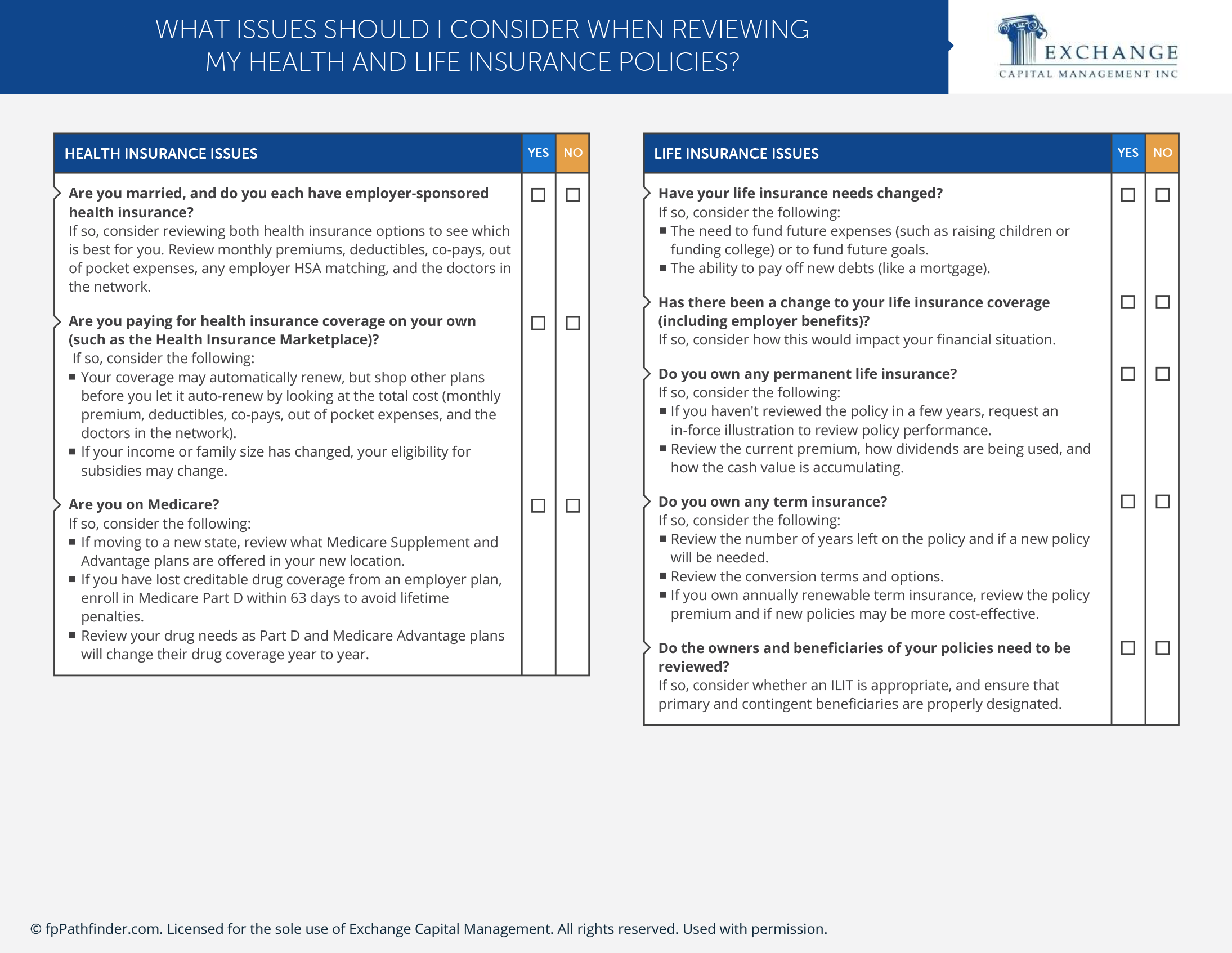 What Issues Should I Consider When Reviewing My Health and Life Insurance Policies?