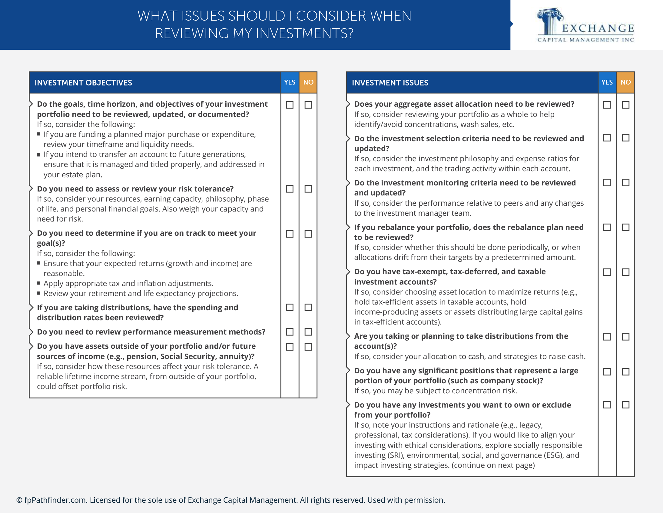 What Issues Should I Consider When Reviewing My Investments?