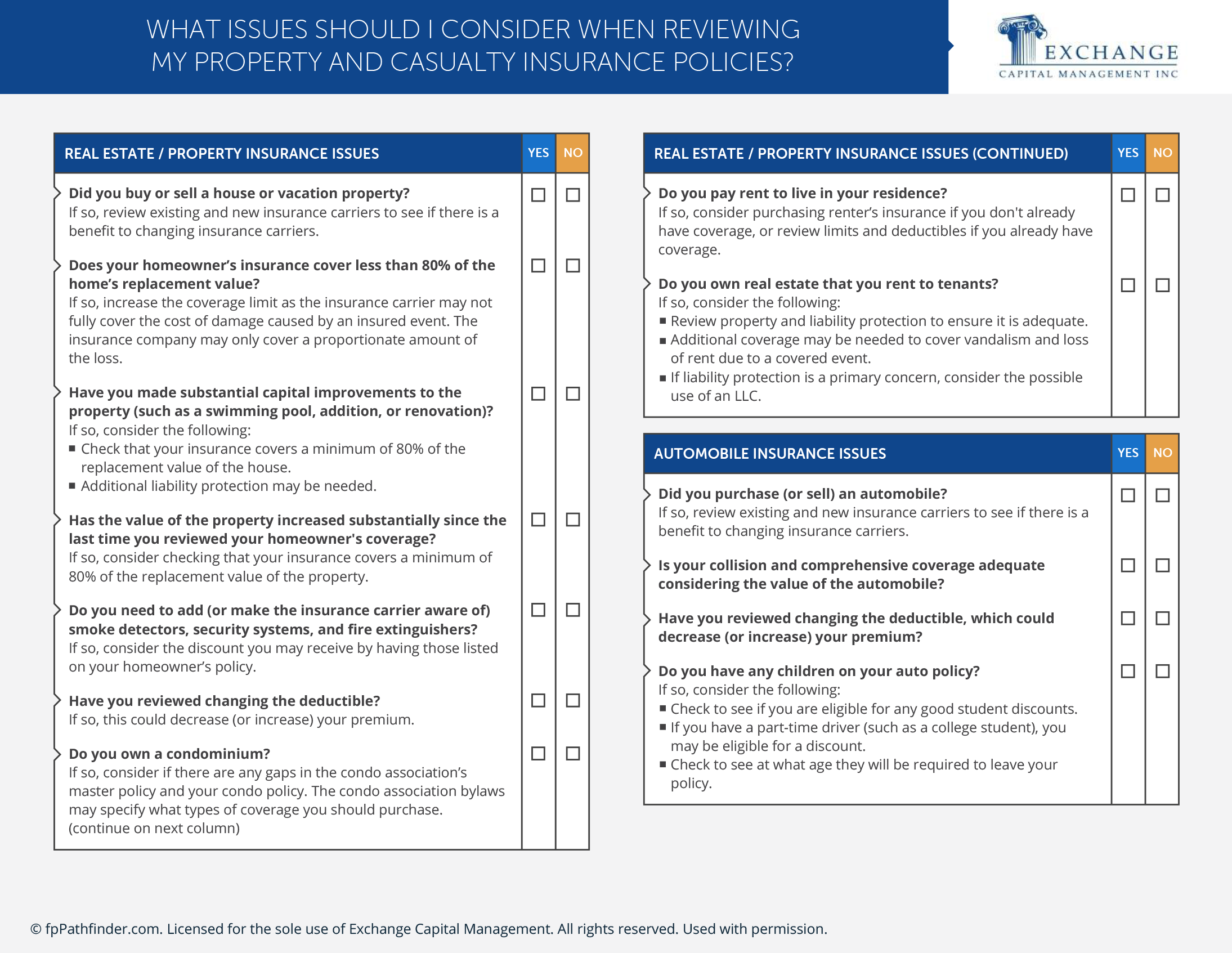 What Issues Should I Consider When Reviewing My Property and Casualty Insurance Policies?